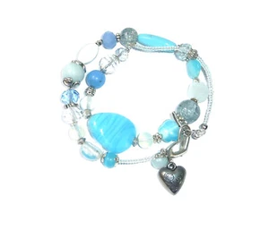 ★ DIY ★ Wickelarmband ★ HERZ ★ aquablau & weiß ★ - Bild 1 von 2