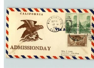 Día de admisión de California 1935, Sacramento, California, LINTO Cachet - Imagen 1 de 2