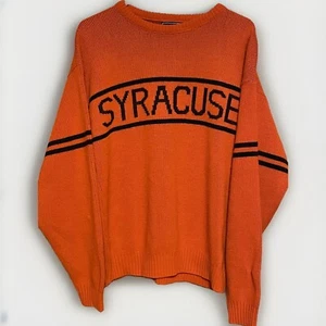 Vintage Seth Roberts Men’s Sweater Syracuse University Orange Large Made USA - Picture 1 of 17
