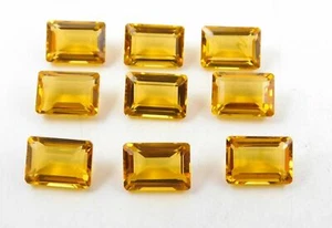 Piedra preciosa suelta de corte octágono citrino de 10X14 mm creada en laboratorio para anillo tamaño P-560 - Imagen 1 de 3
