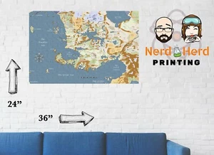 Map of Faerun Forgotten Realms 5th Ed. D&D Multiple Sizes and Paper  11x17-24x36 - Picture 1 of 2