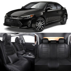 For Scion tC FRS Leather Car Seat Cover 5 Seat Front Rear Full Set Cushion BLACK