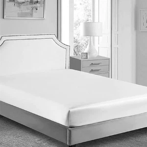 Silky Satin Fitted Sheet - Bottom Sheet - Deep Pocket - Breathability Shrinka... - Picture 1 of 4
