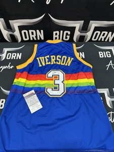Allen Iverson Signed Custom Throwback Denver Nuggets Jersey - Picture 1 of 3