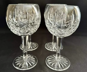 SET OF 4 WATERFORD CRYSTAL LISMORE 7-1/4" BALLOON WINE GOBLETS -- NOT HOCK as is - Picture 1 of 7