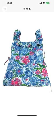 NWT $198 Lilly Pulitzer Zoya Ruffle Romper in Frenchie Blue Suns Out Size 8 - Image 1 of 4