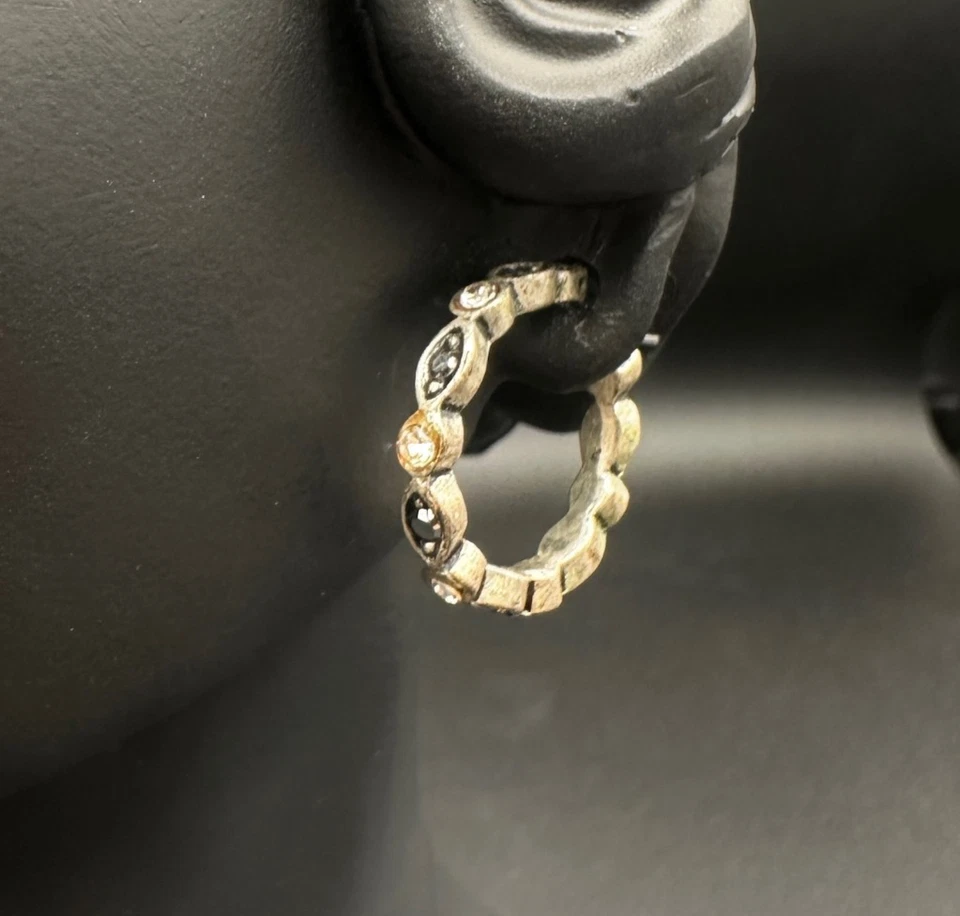 Vintage Gold Plated White Rhinestone Wrap Hoop Earrings Women's Fashion Y2K 90s - image 1 of 4