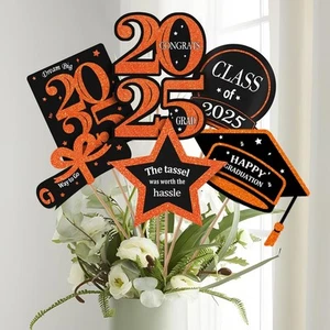 30 Pcs Black&Orange Centerpiece Sticks-2025 Graduation Decoration-Party Supplies - Picture 1 of 7