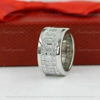 Men's 3Ct Baguette Cut Lab Created Diamond Gift Band Ring 14K White Gold Plated - Image 1 of 4