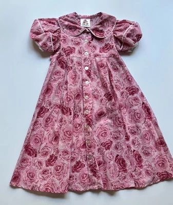 Винтажное вечернее платье для девочек Daisy Kingdom размер 4 с розовым цветочным рисунком пыльно-розовое ручной работы - Изображение 1 из 4