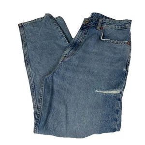 Zara Women’s Size 10 Mom Jeans High Waist Blue Distressed Medium Wash #2530 - Picture 1 of 13