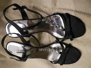 Jacqueline Farrar edle schwarze heile Sandalen Kristalle vorne Gr. 9 (Schuhe12) - Bild 1 von 4