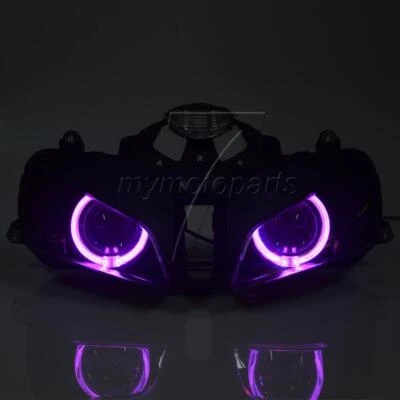 Conjunto de faros HID de ojos de ángel morados personalizados para Honda CBR600RR 2003-2006 Foto 1 de 4