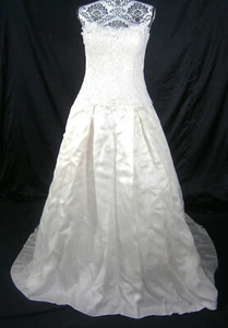 Elen Paumere Couture Brautkleid 10 Ivory Seide Organza Blumen weiß Spitze - Bild 1 von 9