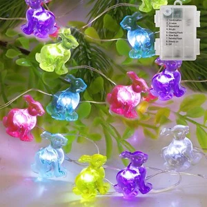 Easter Decorations Colorful Bunny Rabbit 50LED String Lights, 16FT Waterproof - Picture 1 of 12