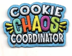 COOKIE CHAOS COORDINATOR Iron On Patch Scouts Boy Girl Cub Baking Cookies - Picture 1 of 1
