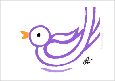 JACQUELINE DITT - Lilac Bird A3 sign.ltd.Original Druck Grafik Vogel Kunst   - Bild 1 von 2