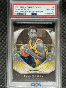 2021 Panini Prizm DP EVAN MOBLEY RC #2 CIRCLES PRIZM BRILLIANCE PSA 10 GEM MT RC - Picture 1 of 2