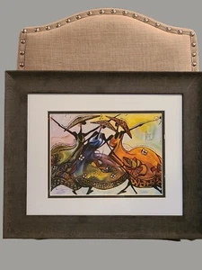 Abstraktes buntes Gemälde tanzender Frauen signiert - Bild 1 von 3