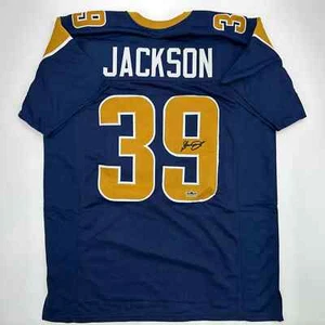Facsimile Autographed Steven Jackson St. Louis Navy Blue Reprint Jersey Men's XL - Picture 1 of 4
