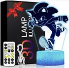 3D Illusion Sonic The Hedgehog Night Light, Anime Table Lamp with Remote Control