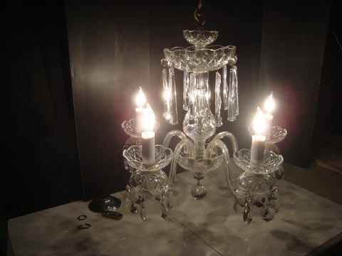 Antique Vintage Chandelier Crystal Hand Cut Lead Crystal 5 Light West Germany Cover