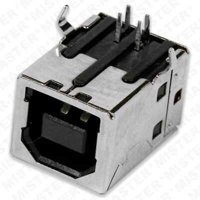 CONNETTORE USB 2.0 TIPO B FEMMINA 4 PIN 90° A SALDARE PCB THT - Immagine 1 di 2