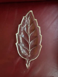 Vintage Hazel Atlas Leaf Shape Glass Condiment Server 1950's - Picture 1 of 1