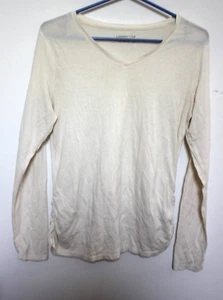 Coldwater Creek Ivory Long Sleeve V-Neck Top Sz M - Picture 1 of 2