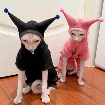 Sweatshirt Hat Suit for Sphynx Cat Winter Warm Coat for Kitten Spring Soft Thick - Image 1 of 4