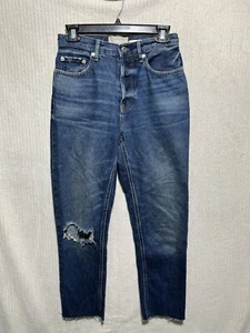 Everlane Jeans Blue The Cheeky High Rise Straight Leg Denim Womens Sz 25 Button - Picture 1 of 10