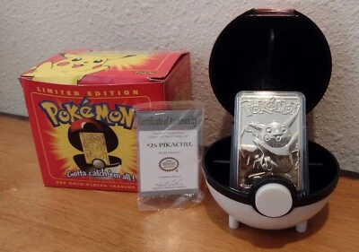 23K Gold Plated Pokemon Trading Card PIKACHU #25 Burger King 1999 Vtg  - Image 1 of 4