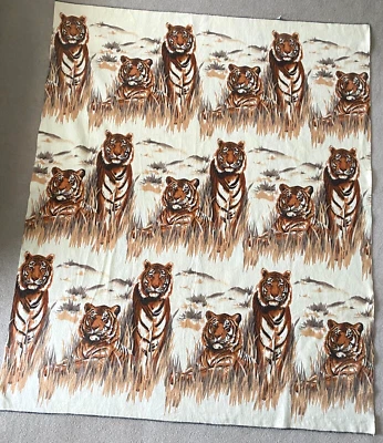 Cobertor bege vintage africano safári tigre mistura acrílica 73x90 duplo EUA - Imagem 1 de 4