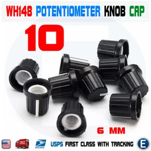 10 Pcs 6mm Shaft Hole Dia Plastic Threaded Knurled Potentiometer Knobs wh148 Cap - Picture 1 of 9