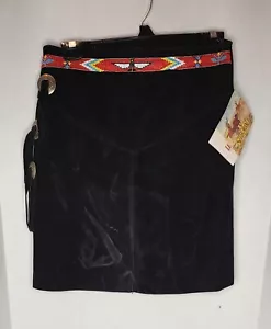 Steer Brand Leather Suede Womens Western Skirt Tassels Beading & Silver NEW - Picture 1 of 7