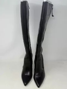 Botas Vince Camuto Tacón Negras Talla 7.5 Hasta la Rodilla Cremallera Plateada Nuevas - Imagen 1 de 8