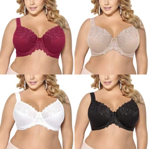 Firm Control Bra Ladies Underwire Soft Cup Non Padded Lace Bra Black/White/Beige - Picture 1 of 32