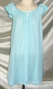 NEGLIGEE / PEIGNOIR Night Gown Vintage Erica Loren New York Layered Blue Sheer - Picture 1 of 4