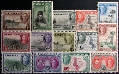 1945 NYASALAND PROTECTORATE #68-81: F/VF MVLH 'KGVI' Comp. pictorial set of 14 - Image 1 of 2