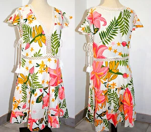 Z&L EUROPE Quaste Tie Armloch Spitze getrimmt Stufen 35" langes Minikleid Gr. XL - Bild 1 von 12