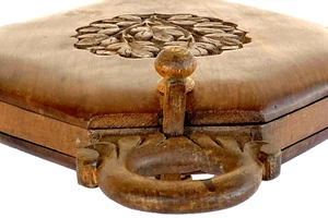 Antique Walnut Wood Hand Carved Muffin Stand-Tart Decorative Candle Stand - Picture 1 of 12