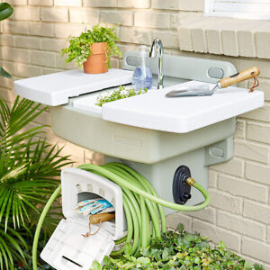 NEW! Outdoor Wall Mounted Garden Sink - Hose Faucet - No Plumbing Required