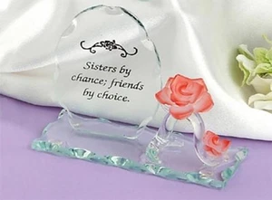Vidrio Esculpido HERMANA POR CASUALIDAD Placa Rosa Rosa Flor Unísono Regalo Niña Hermano - Imagen 1 de 1
