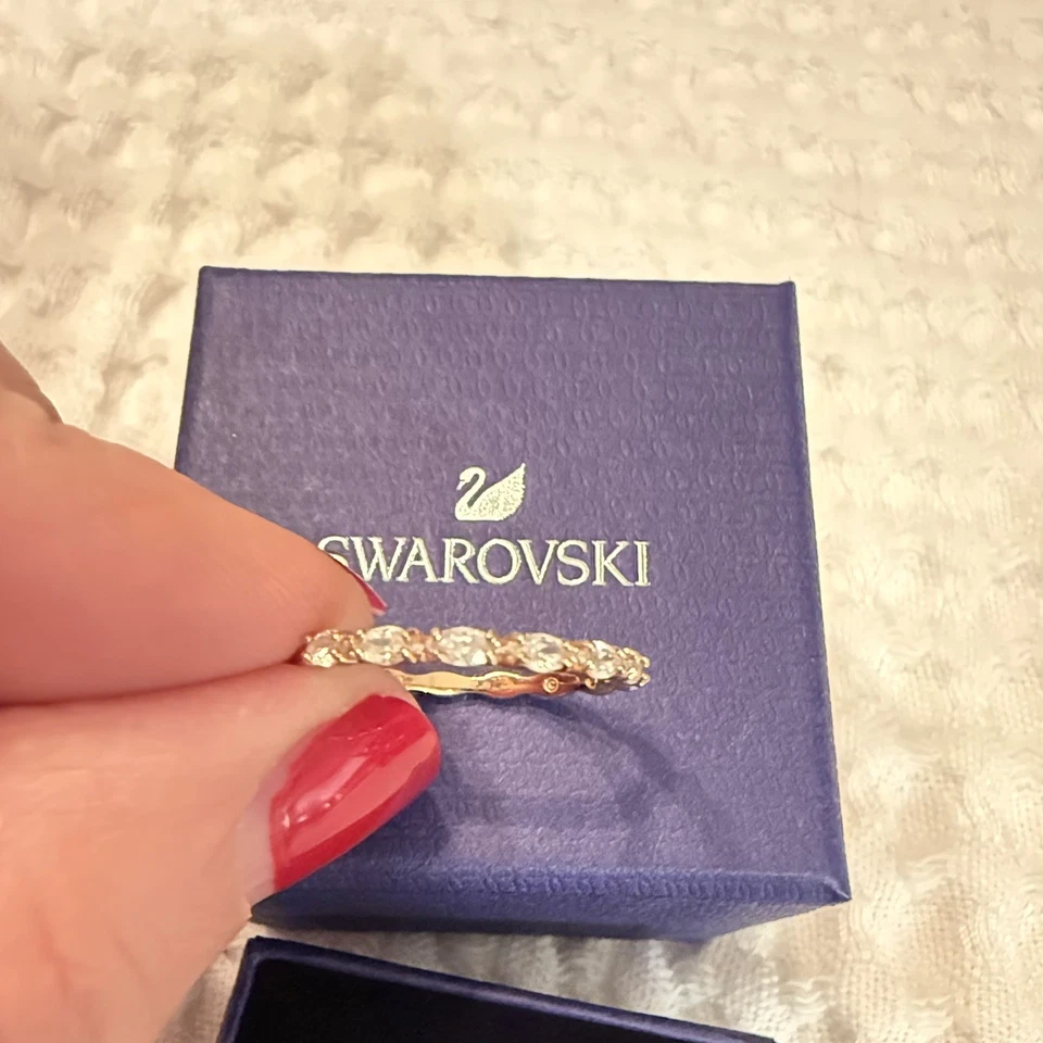 Banda Swarovski Vittore Oro Rosa Marqués Circonita Talla 8 Delicada Apilable Con Cajas Foto 1 de 4