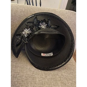 Vintage 40s Deborah New York Black Hat Size S-L - Picture 1 of 10