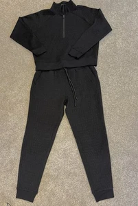 Yogalicious Diamond Love Set | 1/2 Zip Pullover & Jogger 2 Piece Set| Black | L - Picture 1 of 7