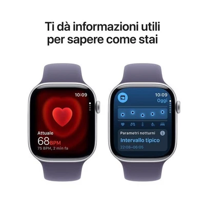 Apple Watch Series 11 GPS 46mm Cassa Alluminio Argento con Sport Band Viola Nebb - Immagine 1 di 4