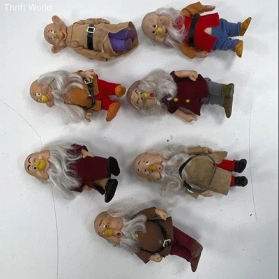 Vintage 60s Disney Snow White Seven Dwarfs Complete Figure Doll Set Vinyl Head - Image 1 of 4