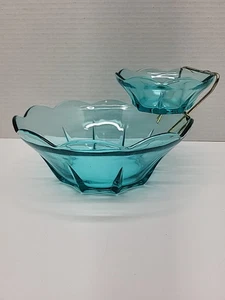 Vintage Swedish Modern Anchor Hocking Aquamarine Chip and Dip Set - Bild 1 von 17