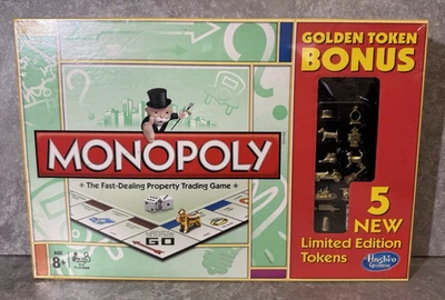 Monopoly Golden Token Bonus Board Game 5 New Limited Edition Tokens 2012 New  - Image 1 of 4